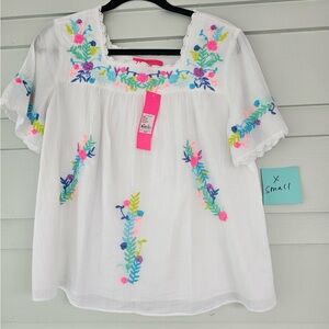 Lilly Pulitzer Embroidered White Top
